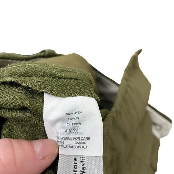 J. CREW 100% Linen Breathable Lightweight Shorts Pockets Olive Green size 12 - Picture 7 of 7